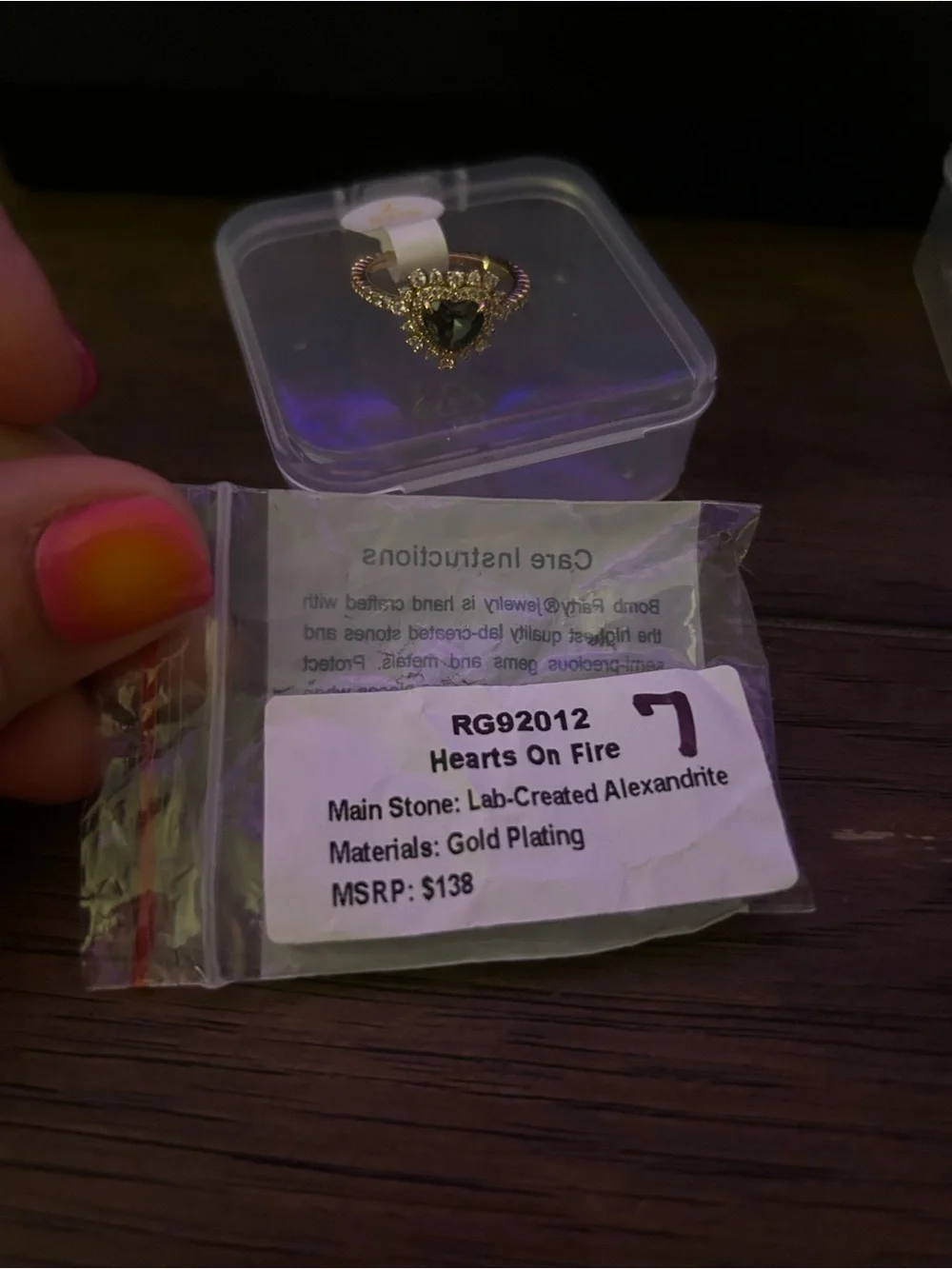 Hearts On Fire Gold-Plated Ring with Lab-Created Alexandrite - Green Stone